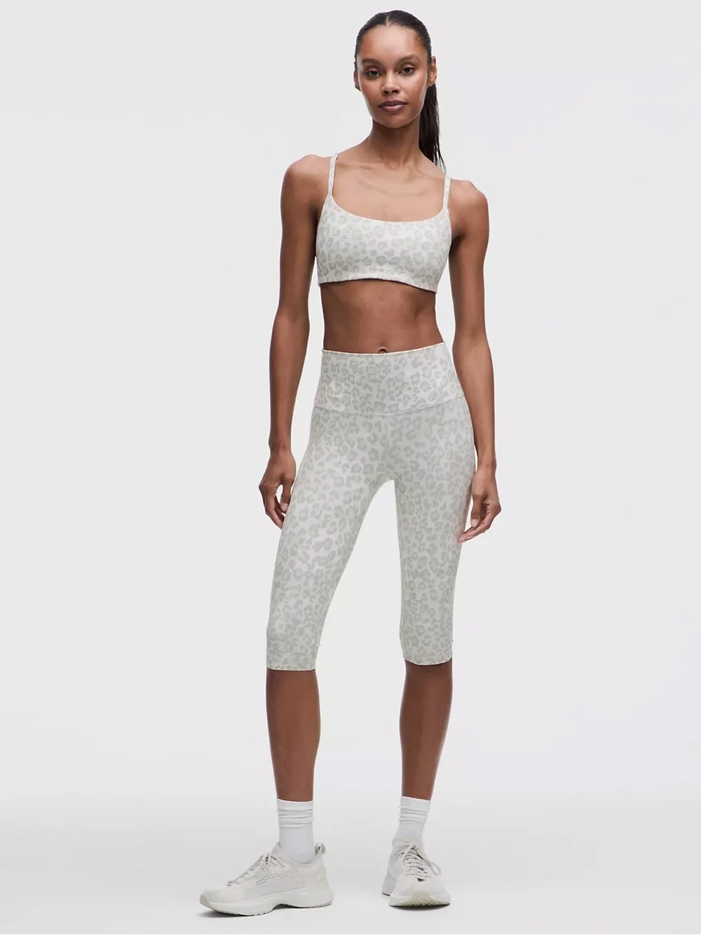 lululemon athletica Light Gray Leopard-Print High-Rise Cropped Leggings